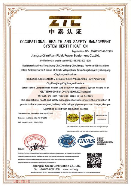 China Jiangsu Qianyuanfeida  electric equipment Co.,Ltd certification